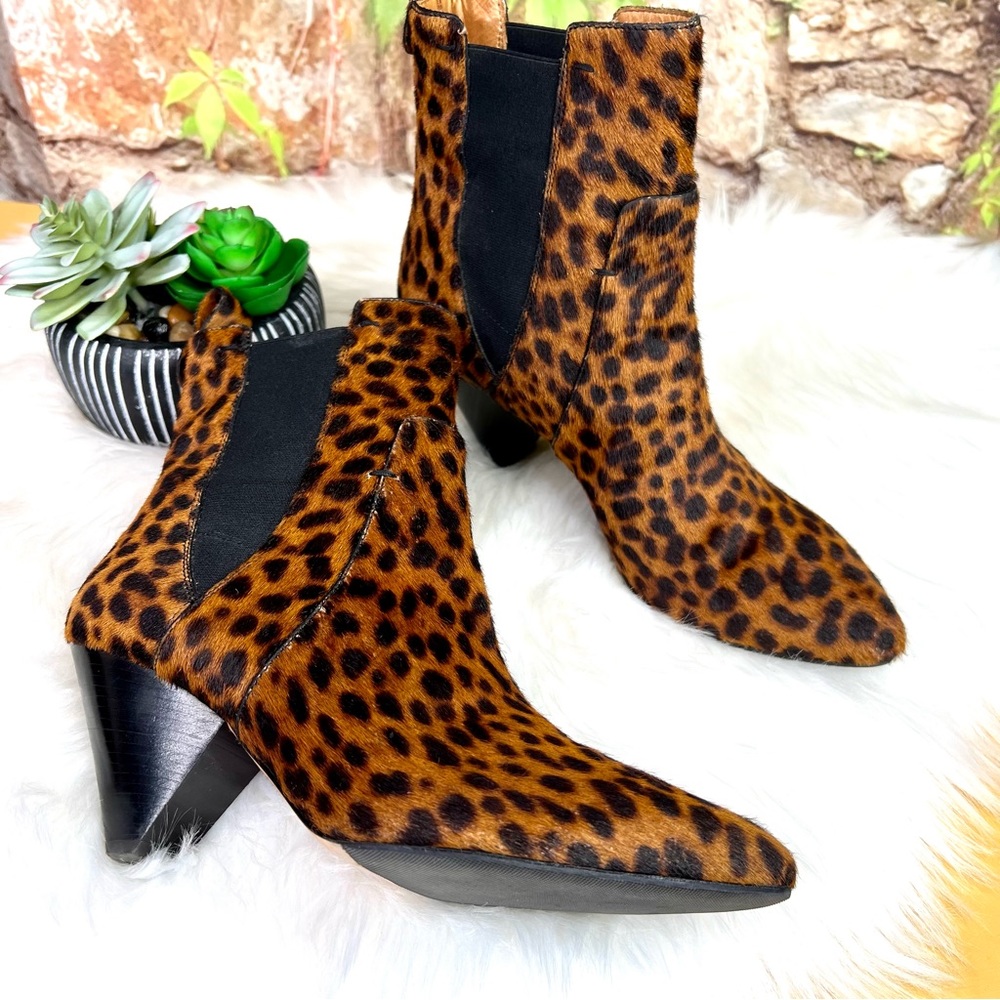 VERONICA BEARD Coastal Cowgirl Landon Leopard Print Calf-Hair Ankle Boots, 37.5 - Picture 10 of 15